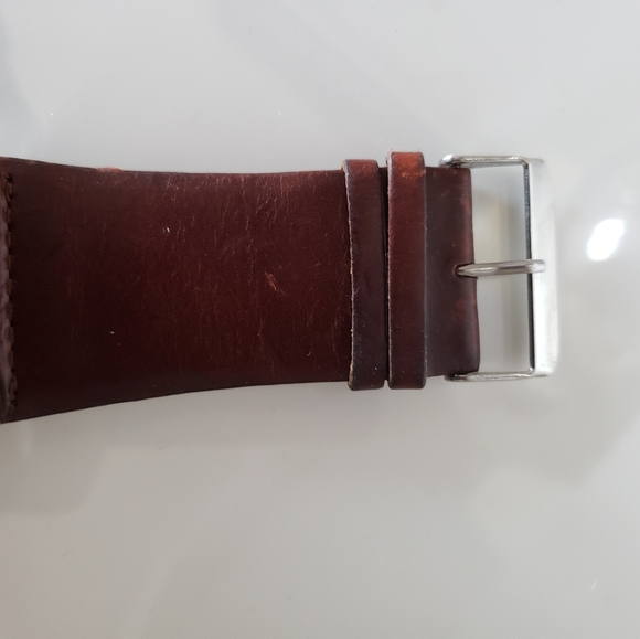 Aldo Watch Leather Strap Stainless Steel Brown Women's Or Men Silver Hardware - Picture 5 of 8